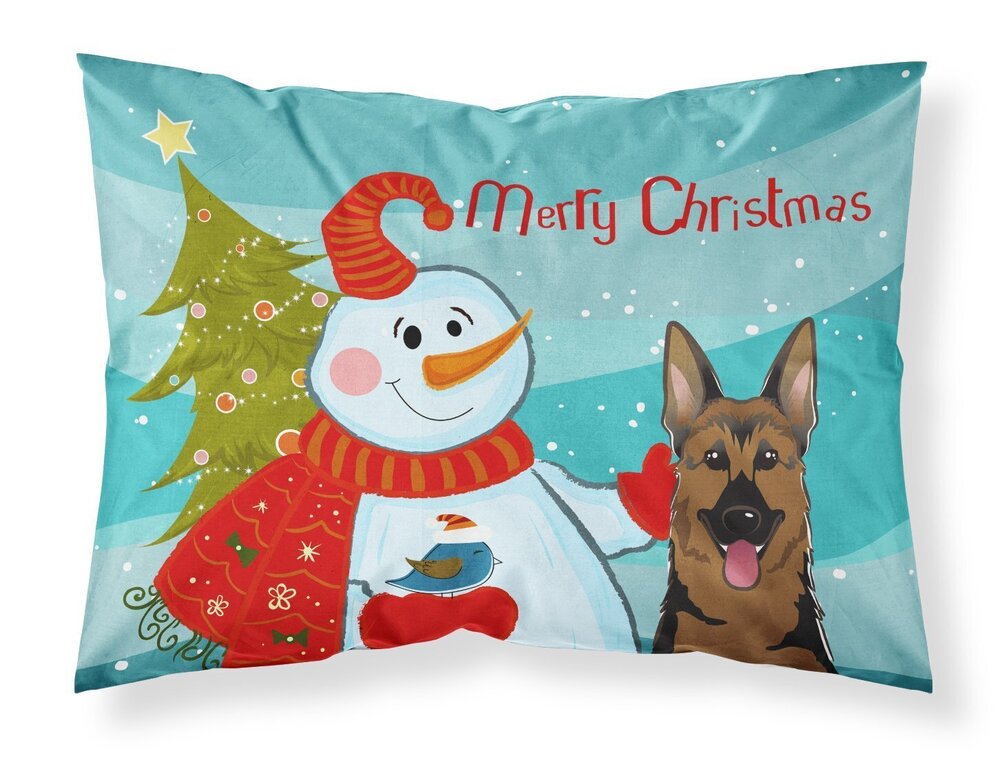 8431 BB1831PILLOWCASE Snowman with German Shepherd Fabric Standard